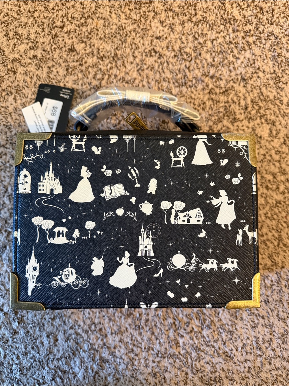 Loungefly Black & White princess Mini Trunk Bag - Picture 2 of 5